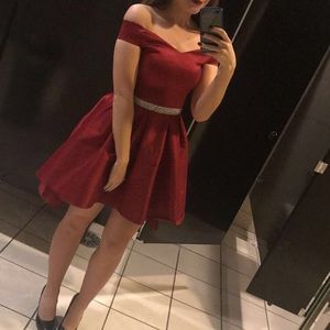 Red  Home Coming Off the Shoulder High Low Dress Size S